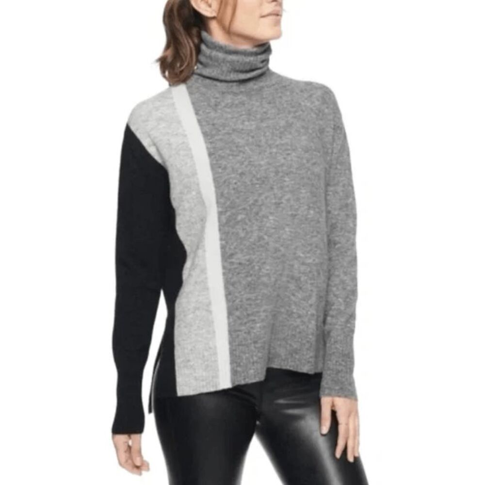 ATHLETA Transit Colorblock Merino Wool Turtleneck Sweater, Sz Medium, MP $129